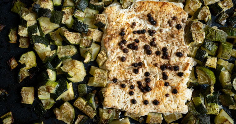 Feta rôtie et légumes