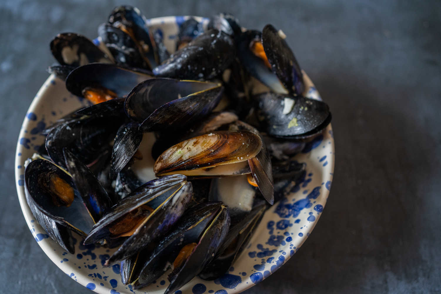 Moules crème et ail