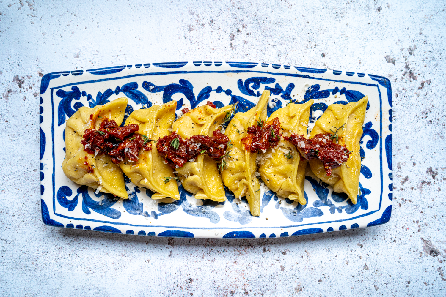 Gyozas tomate, ricotta et citron