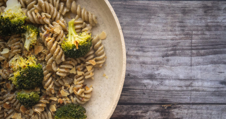 Fusilli brocolis, gorgonzola et amandes