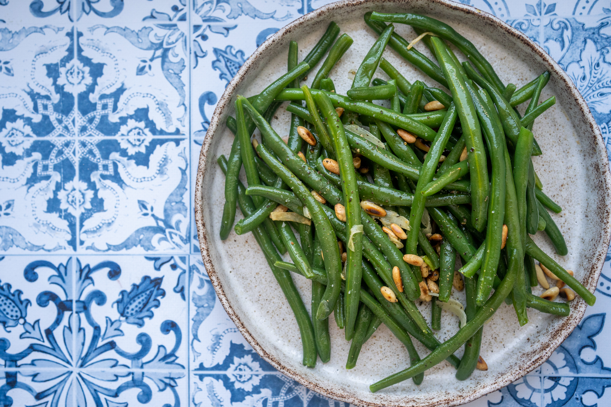 Salade tiède de haricots verts