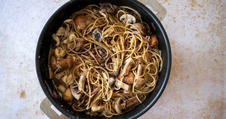 Spaghetti champignons et bleu d’Auvergne