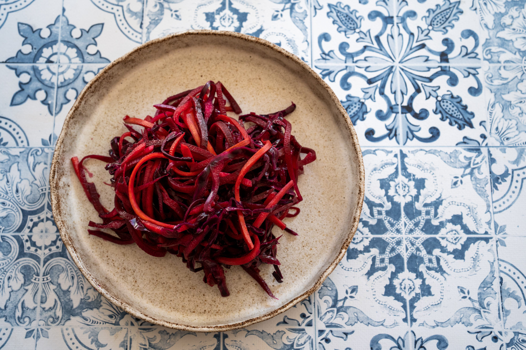 Coleslaw chou rouge, carottes et betteraves