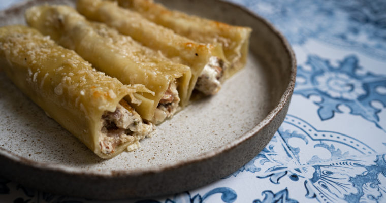 Cannelloni ricotta, mortadelle et pistaches