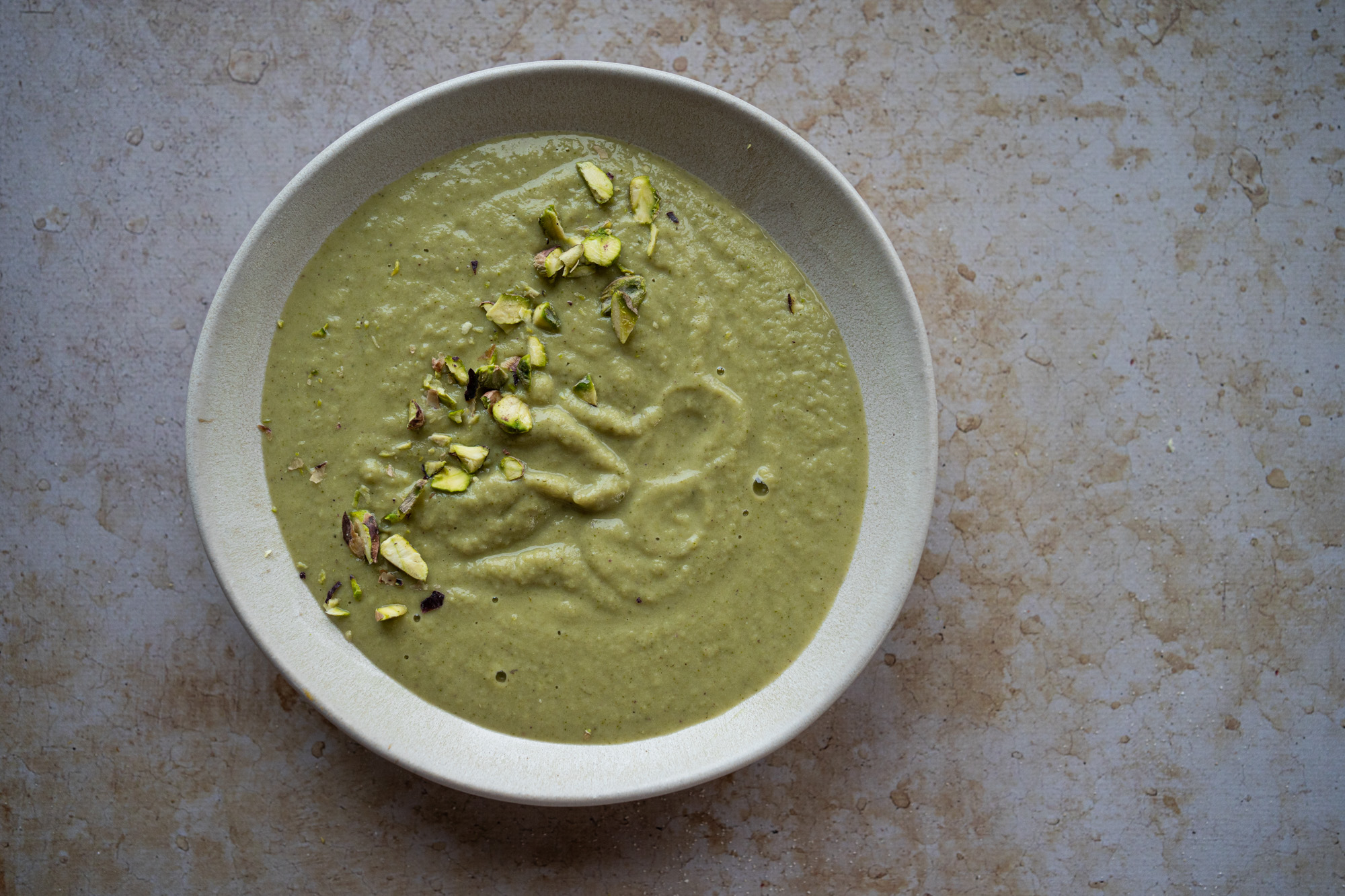 Soupe brocoli et pistaches