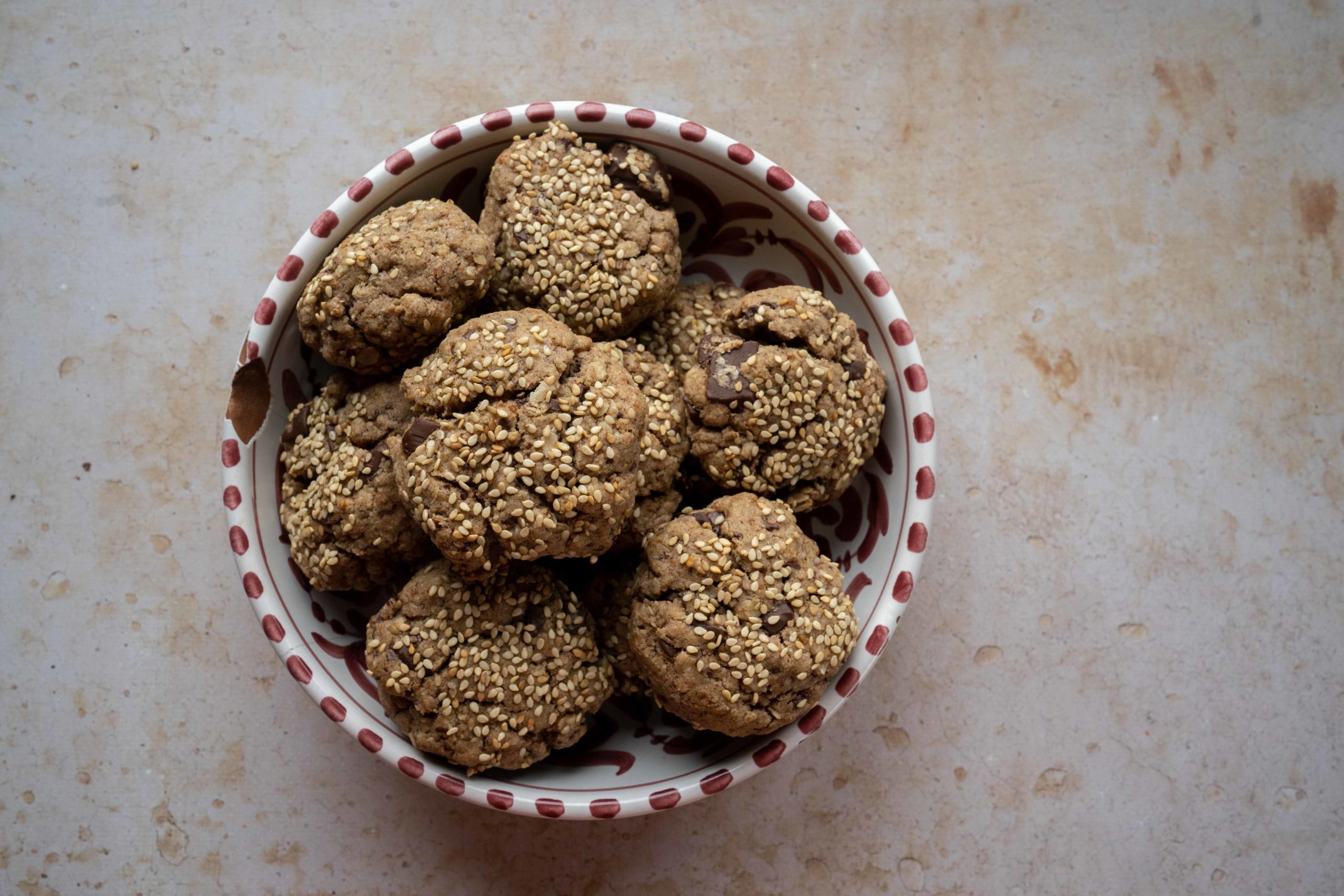 Cookies végétaux sésame, sarrasin et chocolat