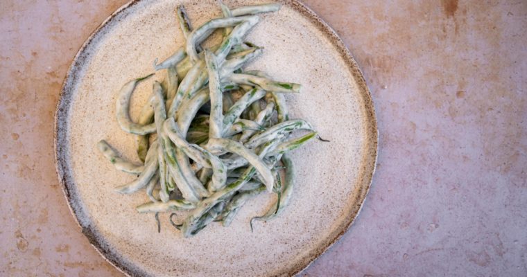 Haricots verts, citron brûlé et yaourt