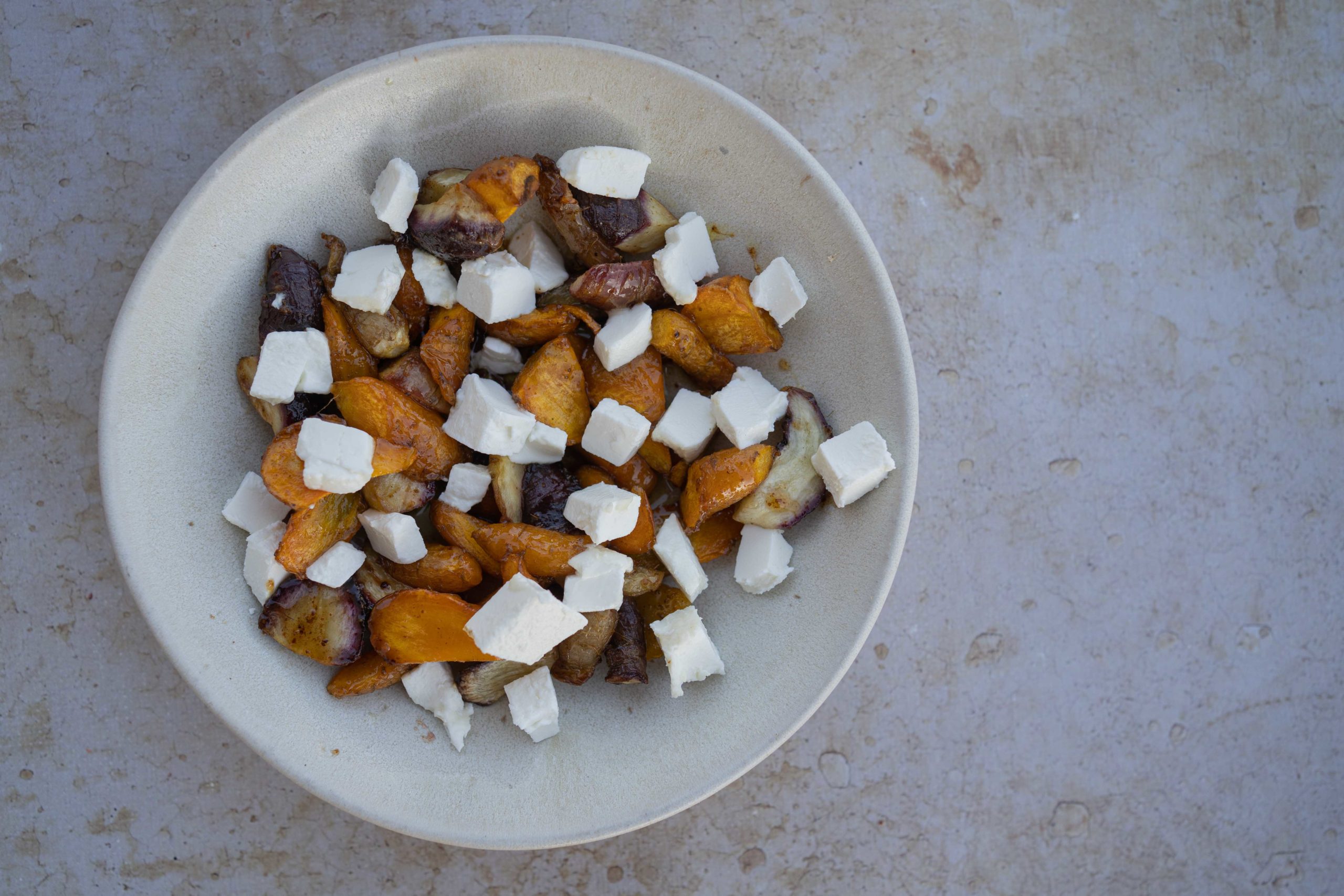 Carottes, chèvre, miel et cumin