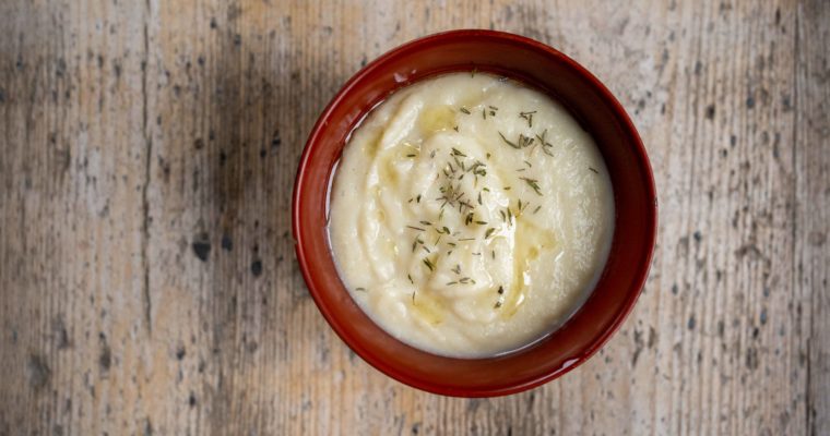 Soupe topinambours et coings rôtis