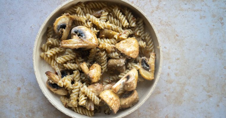 Fusilli champignons et pesto de noix