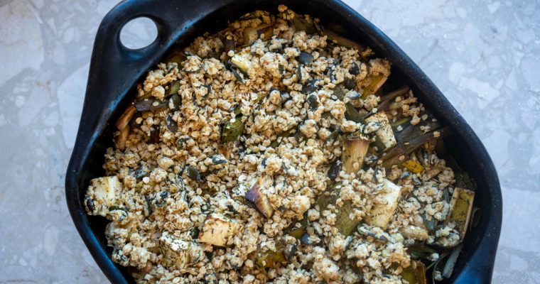 Crumble panais, poireaux et haricots blancs