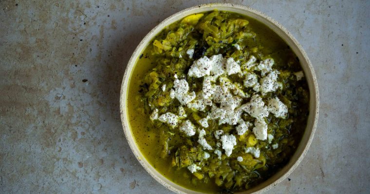 Soupe courgettes, citron et feta
